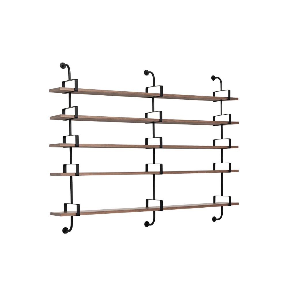 GUBI Demon wandplank 5 verdiepingen walnut, 215 cm | Scandinavisch Interieur | Planken & planksystemen | Bruin