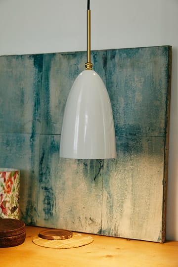 Gräshoppa plafondlamp glanzend - Alabaster white-brass - GUBI