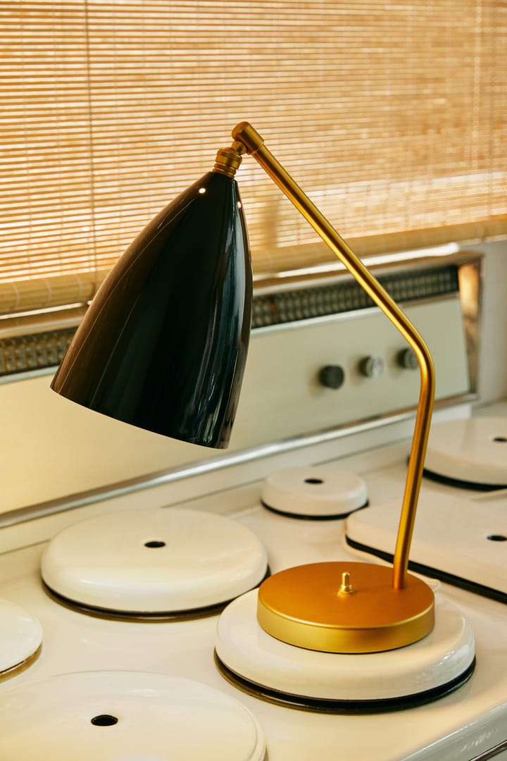 Gräshoppa tafellamp glanzend, Black-brass GUBI