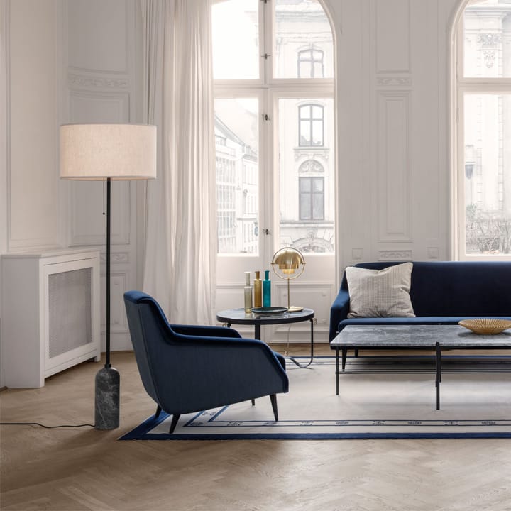 Gravity vloerlamp, zwart marmer/wit GUBI