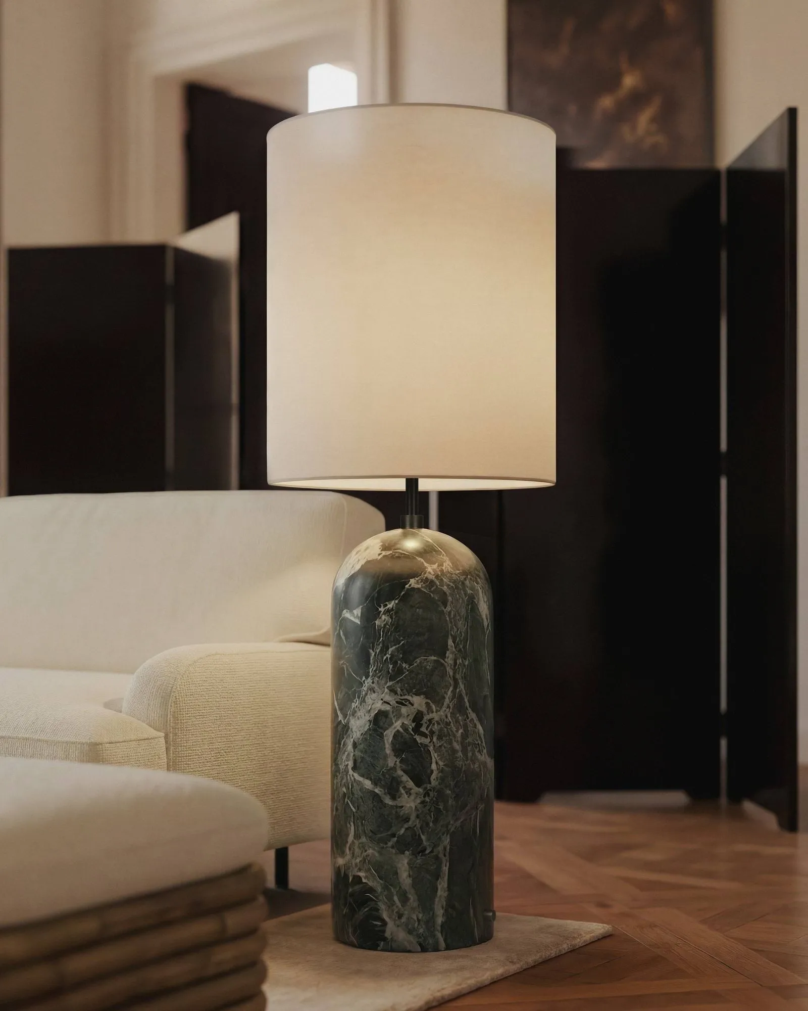 Gravity XL vloerlamp, Maroon marble-canvas GUBI