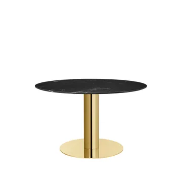 Gubi 2.0 eettafel - marble black, ø110, messing onderstel - GUBI