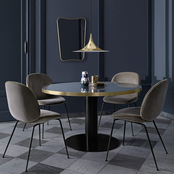 Gubi 2.0 eettafel - marble black, ø110, zwart onderstel - GUBI