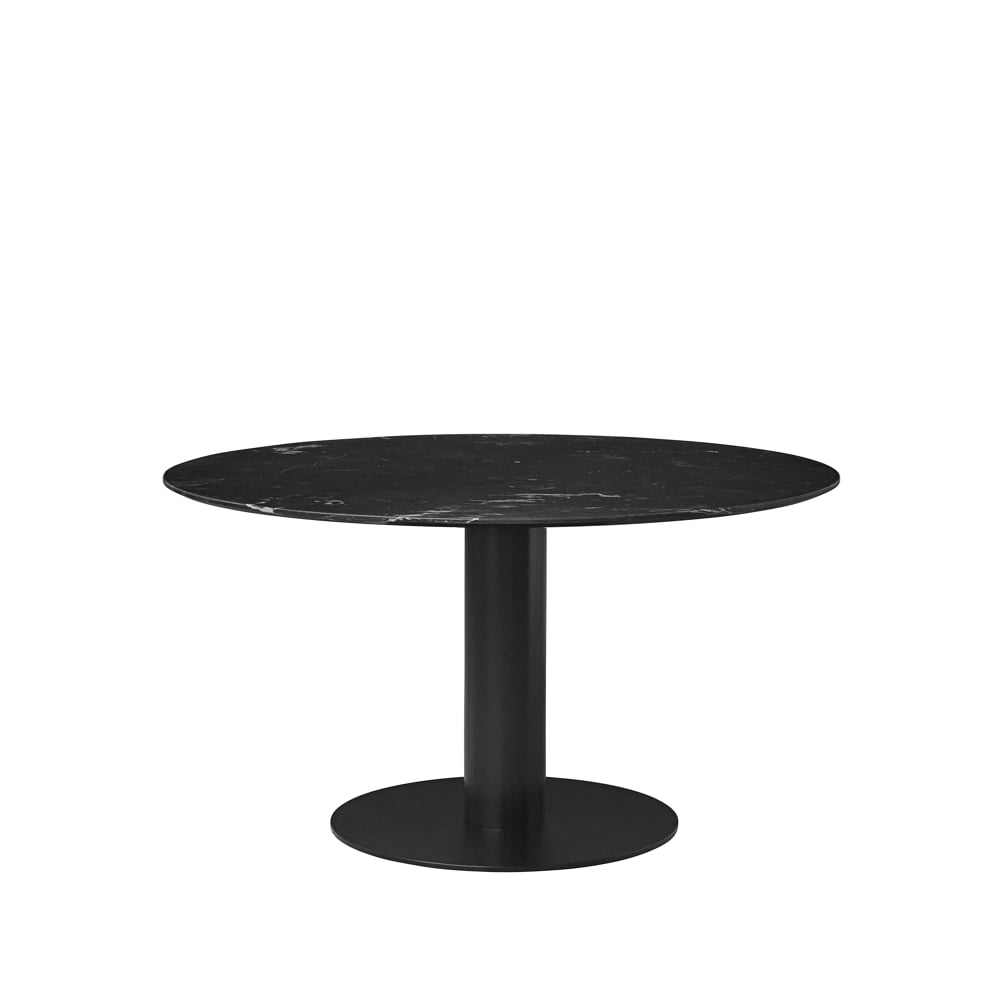 GUBI Gubi 2.0 eettafel marble black, ø130, zwart onderstel