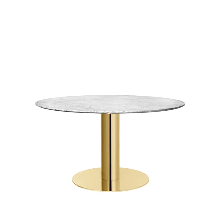 Gubi 2.0 eettafel - marble white, ø130, messing onderstel - GUBI