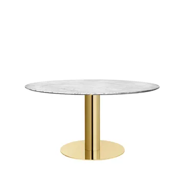 Gubi 2.0 eettafel - marble white, ø150, messing onderstel - GUBI