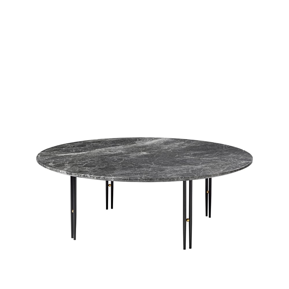 GUBI IOI salontafel grey emperador marble, ø110, zwart frame