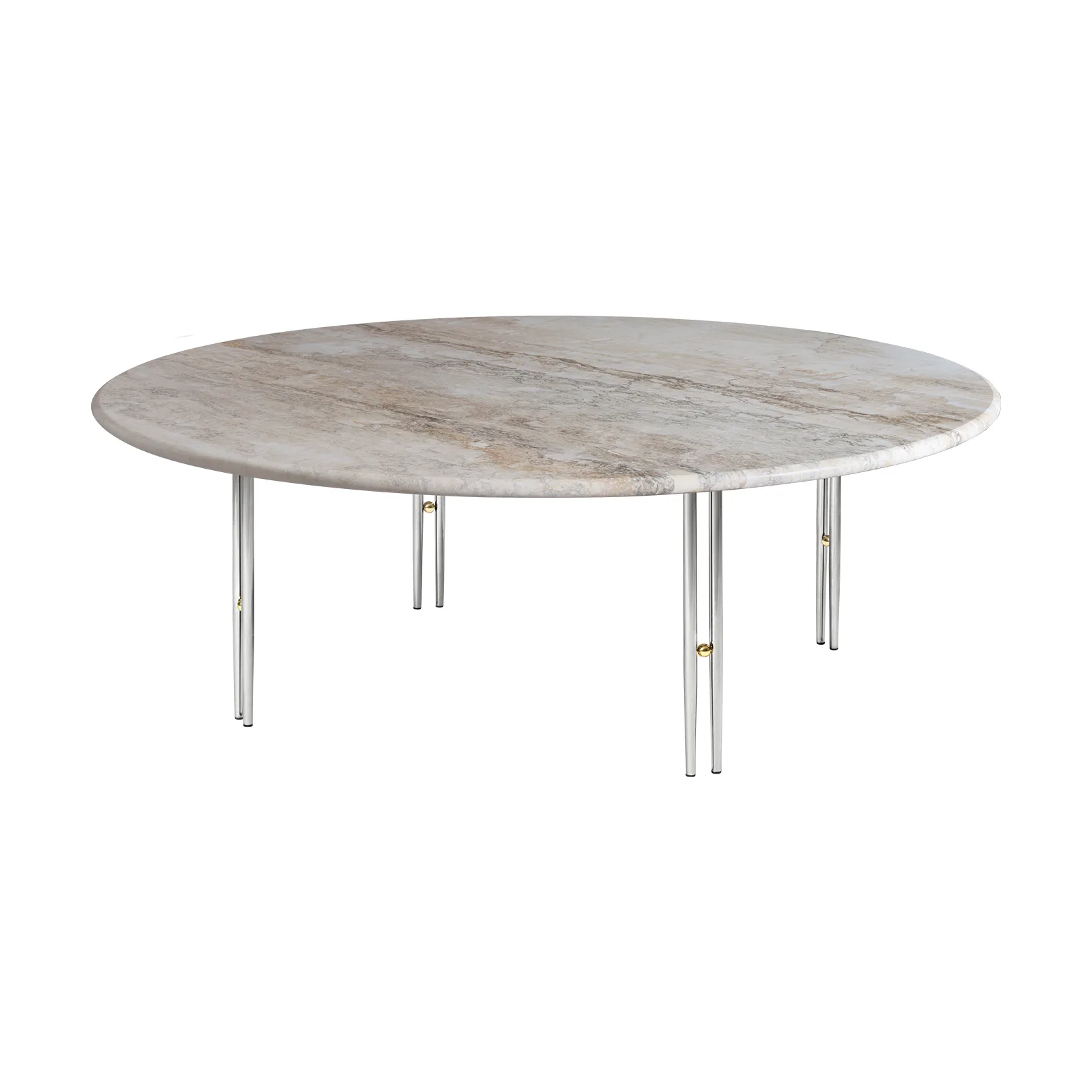 IOI salontafel, Rippled beige-chrome frame ø100 cm GUBI