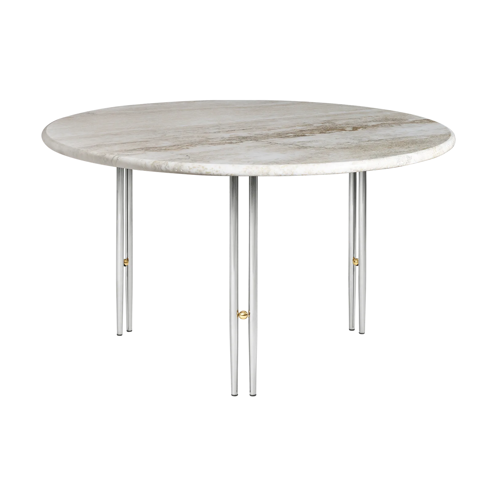 IOI salontafel, Rippled beige-chroom frame ø70 cm GUBI