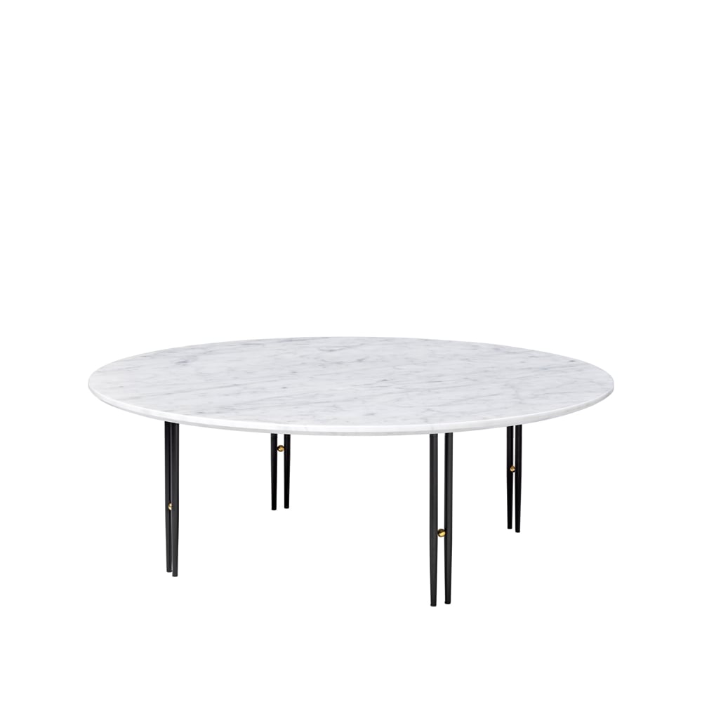 GUBI IOI salontafel white carrara marble, ø110, zwart frame