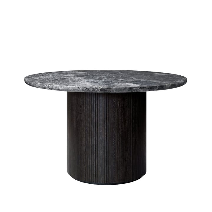 Moon eettafel rond - marble grey, Ø120 cm, bruine/zwartgebeitste voet - GUBI