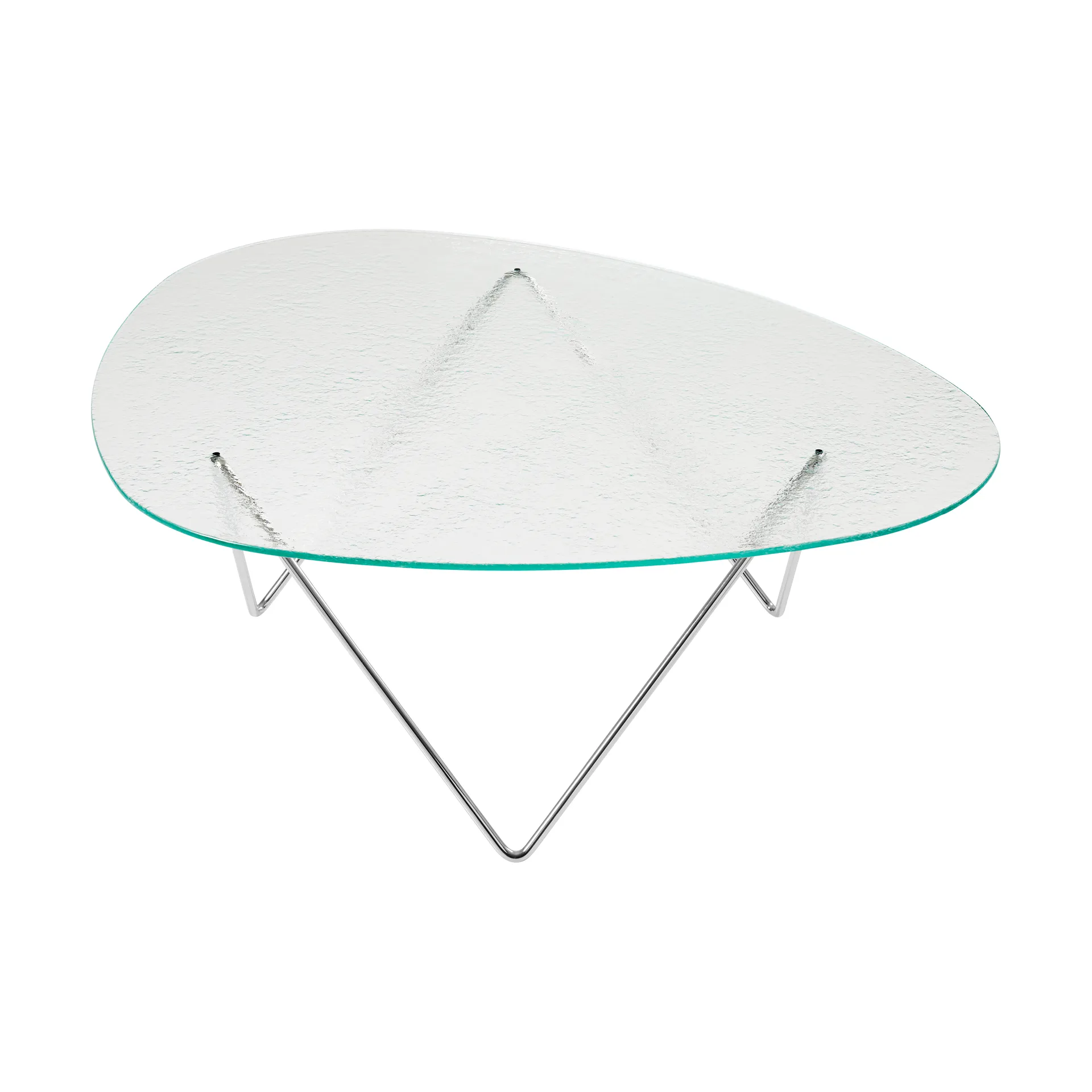 Pedrera salontafel, Chroom – structuurglas transparant GUBI
