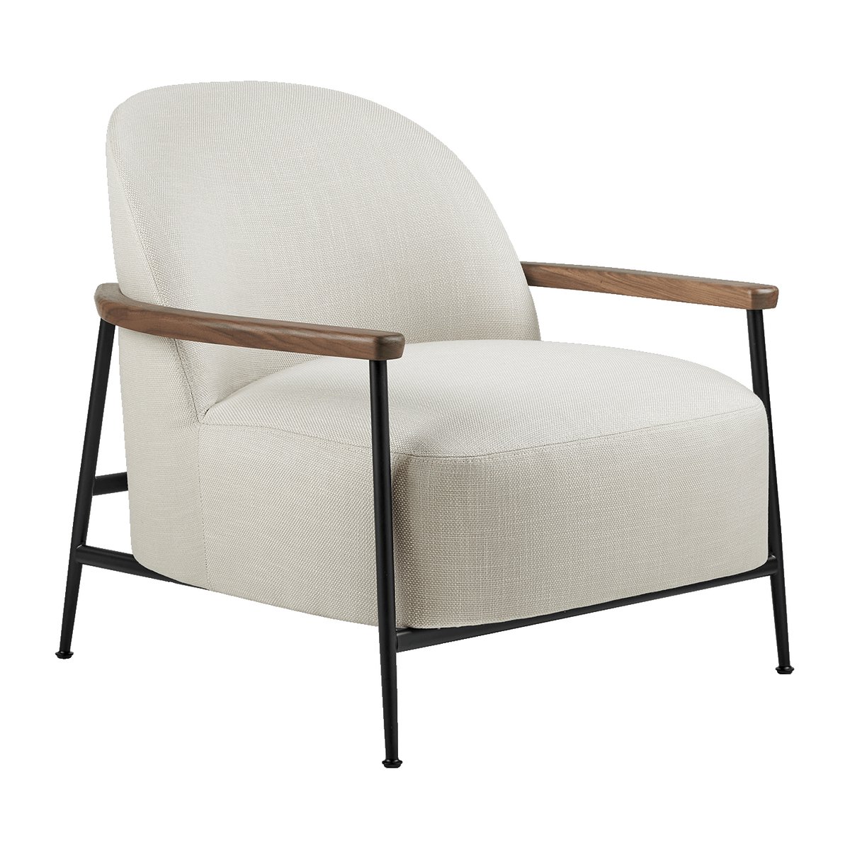 GUBI Sejour loungefauteuil Plain 0001-black-walnut | Scandinavisch Interieur | Fauteuils, krukken & hockers | Wit