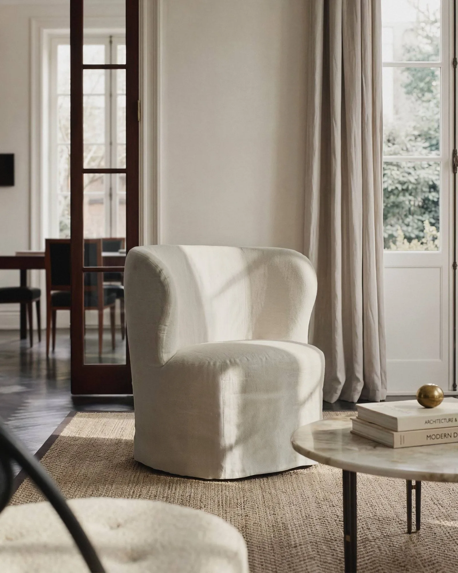 Stay Slipcover loungestoel, Linen 0024, small GUBI