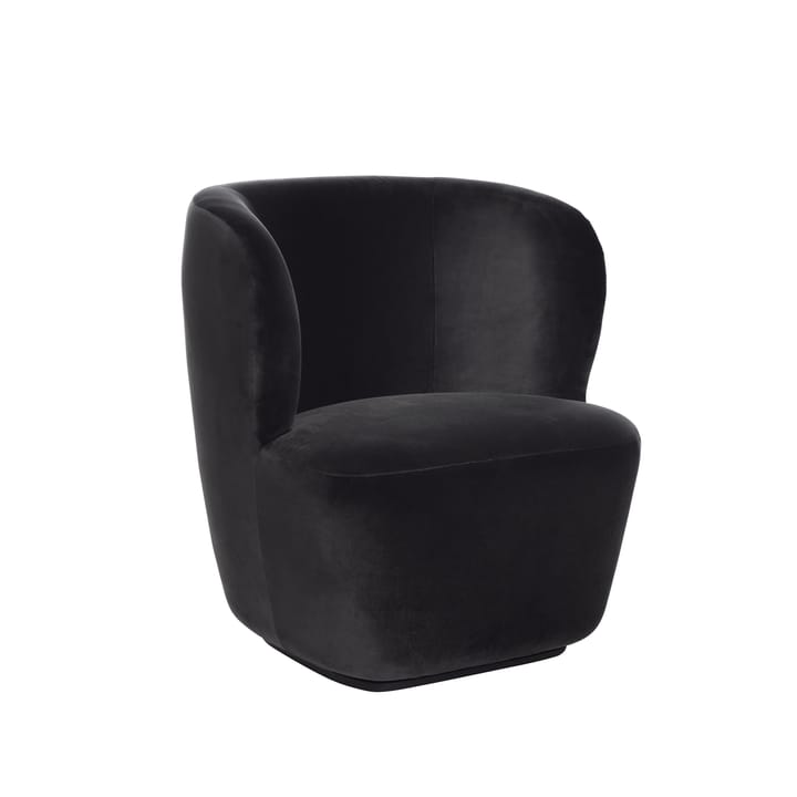 Stay Small loungefauteuil - stof velluto cotone 130 zwart, met draaibare basis - Gubi