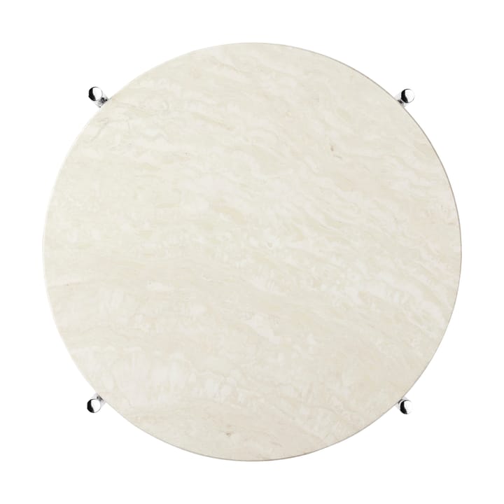 TS bijzettafel gepolijst staal Ø40, Neutral white travertine GUBI