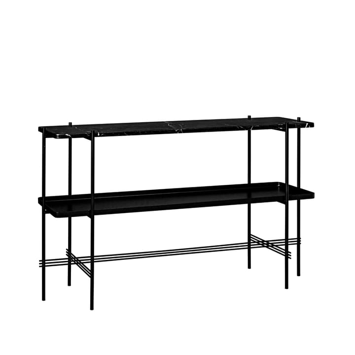 TS Console bijzettafel 120x30x72 cm - black marquina marble, zwart onderstel, met blad - GUBI