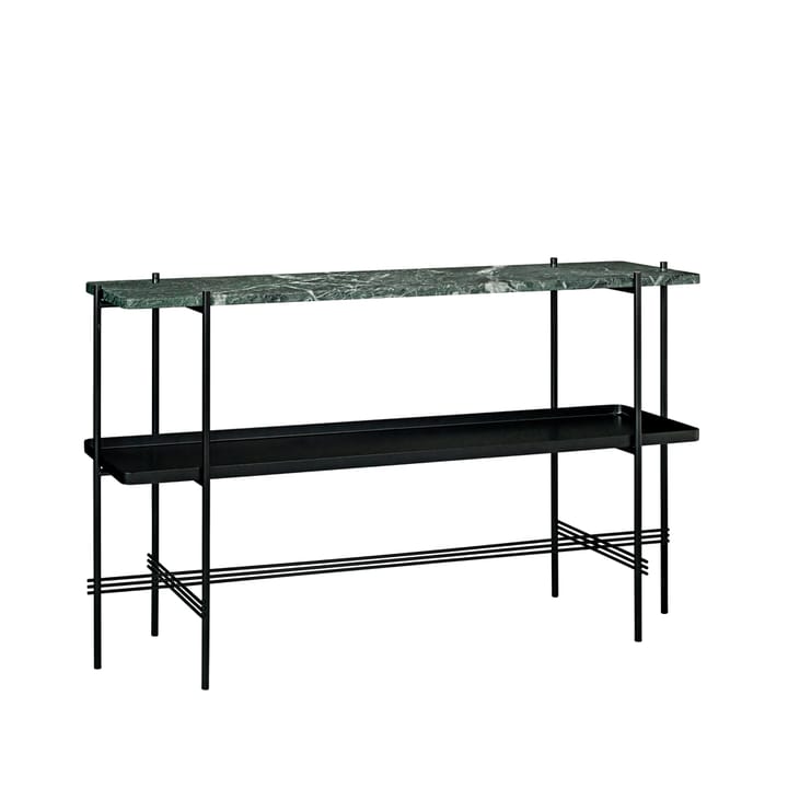 TS Console bijzettafel 120x30x72 cm - green guatemala marble, zwart onderstel, met blad - GUBI