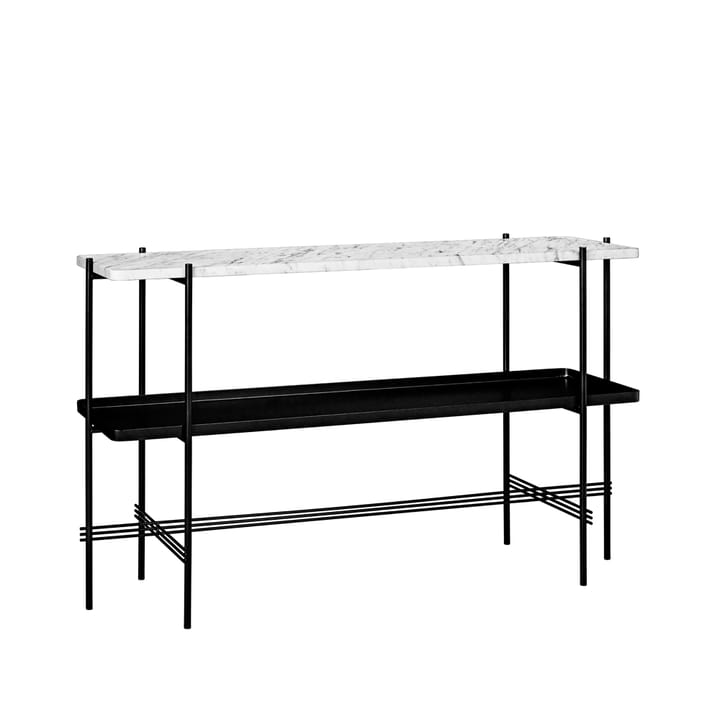 TS Console bijzettafel 120x30x72 cm - white carrara marble, zwart onderstel, met blad - GUBI