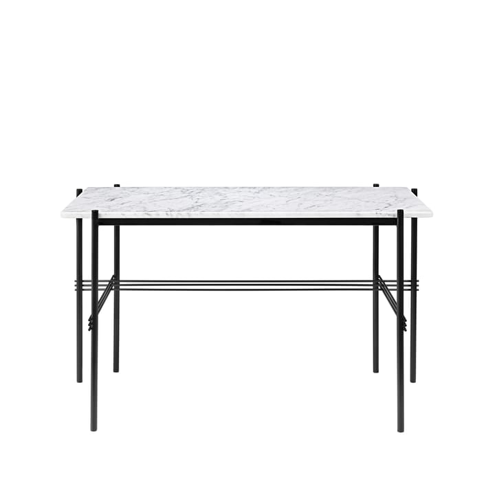 TS Desk bureau - marble white, zwartgelakt staal - Gubi