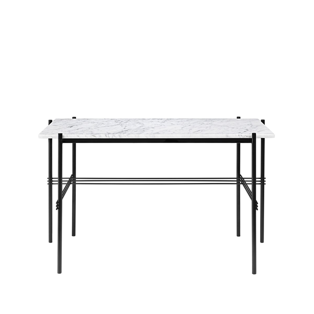 GUBI TS Desk bureau marble white, zwartgelakt staal