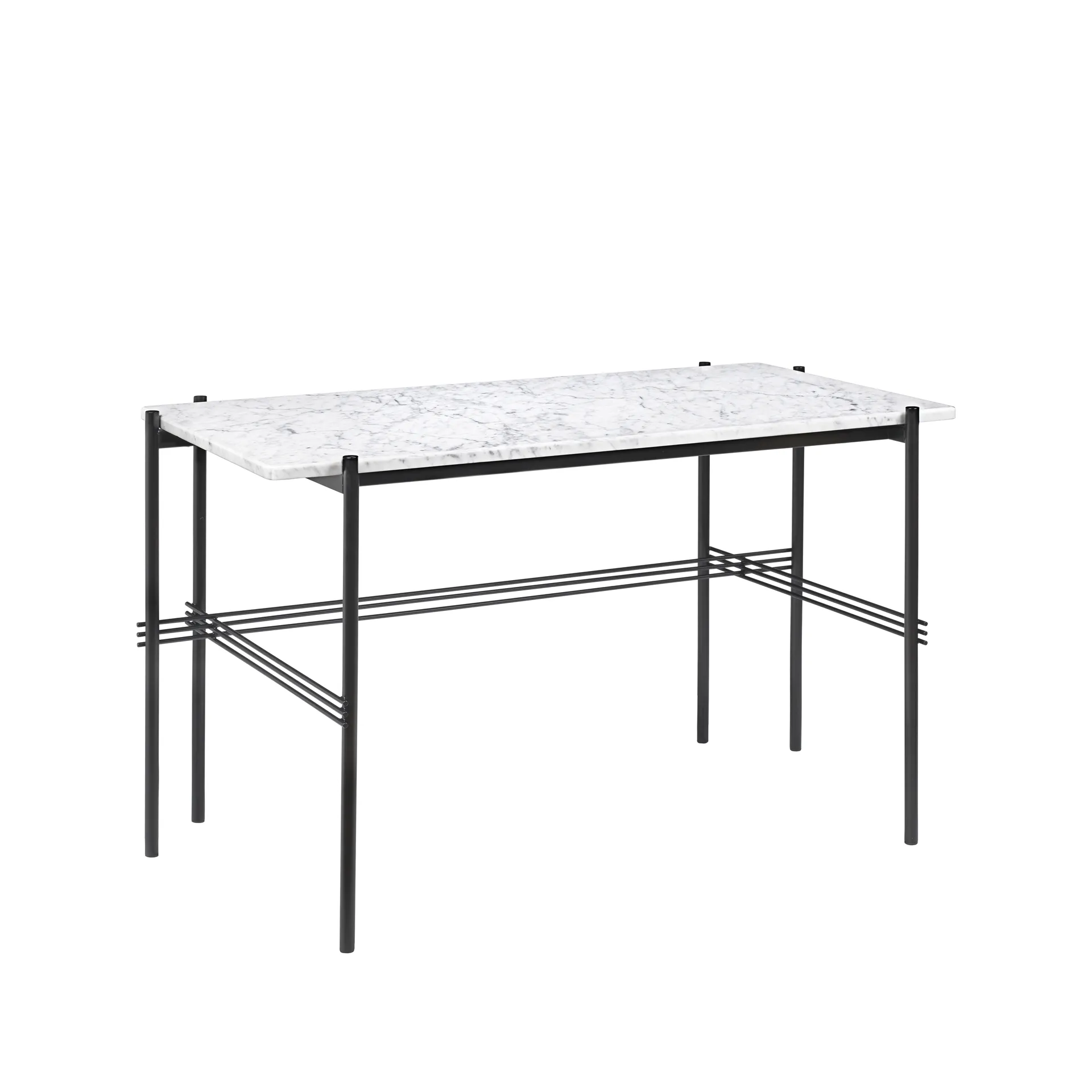 TS Desk bureau, marble white, zwartgelakt staal GUBI