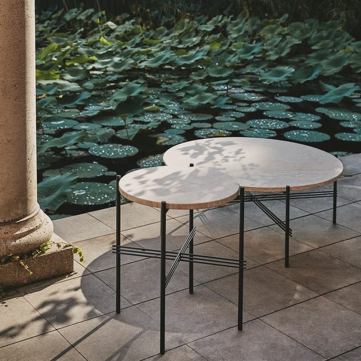 TS Outdoor salontafel, Wit travertijn-zwart GUBI
