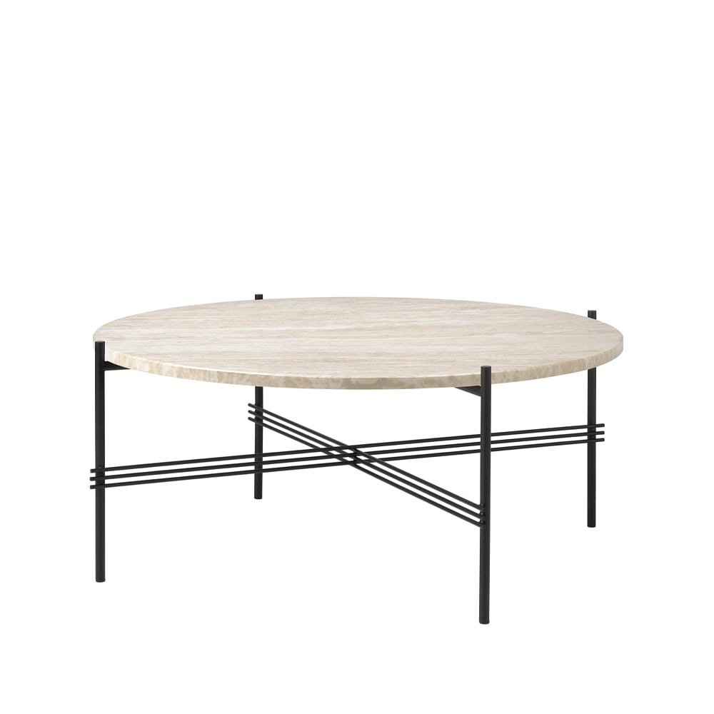GUBI TS Outdoor salontafel Wit travertijn-zwart