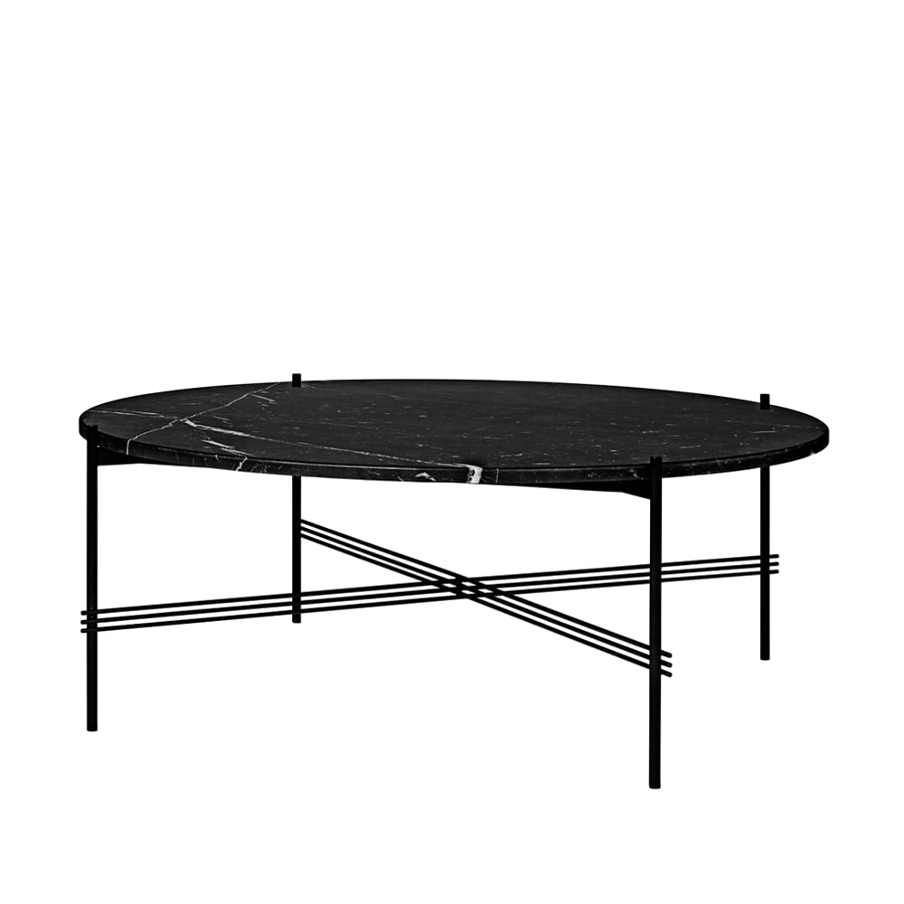 GUBI TS Round Salontafel black marquina marble, ø105, zwart onderstel