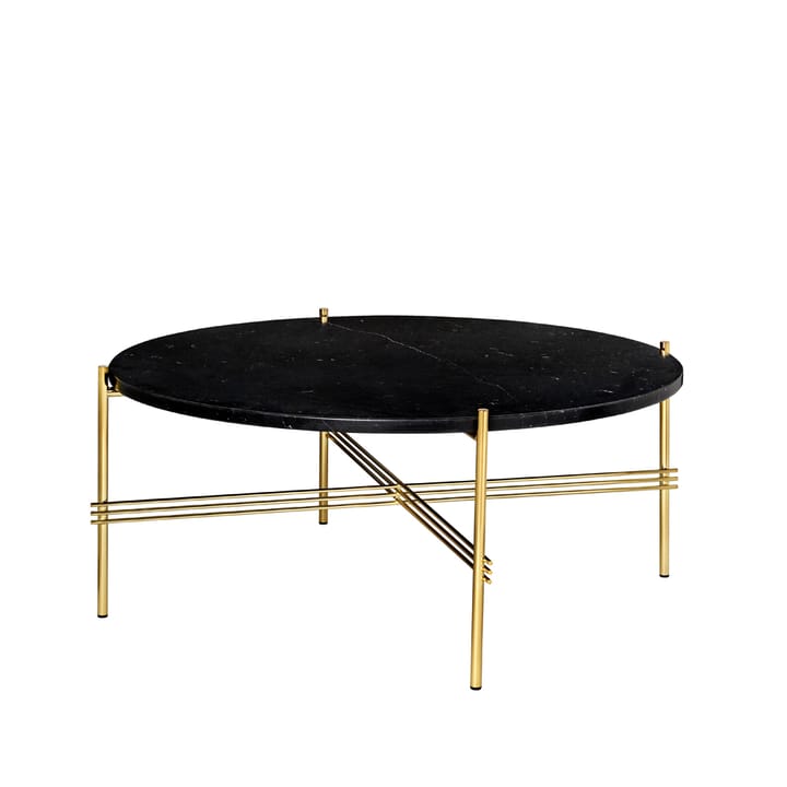 TS Round Salontafel - black marquina marble, ø80, messing onderstel - GUBI