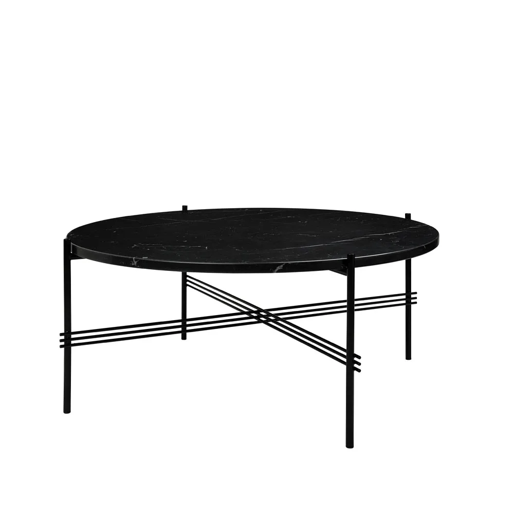 TS Round Salontafel, black marquina marble, ø80, zwart onderstel GUBI