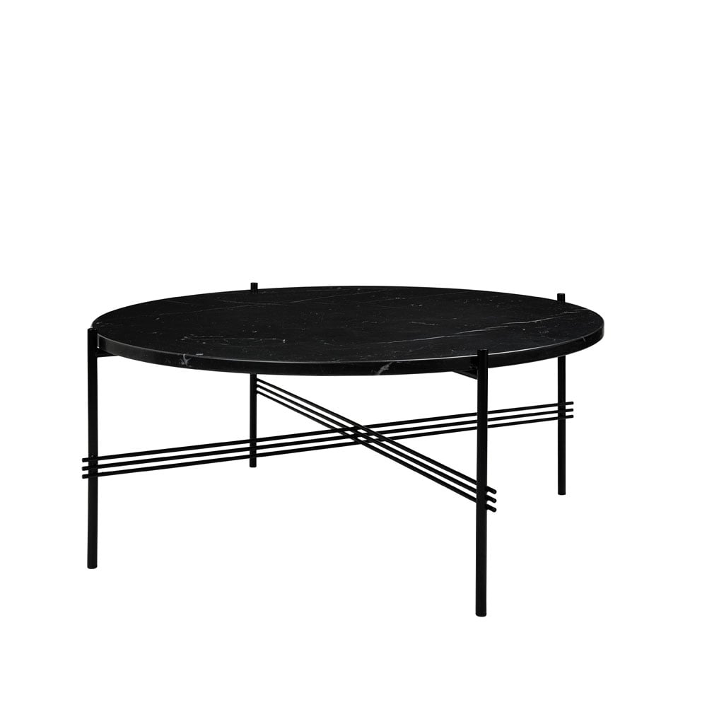 GUBI TS Round Salontafel black marquina marble, ø80, zwart onderstel