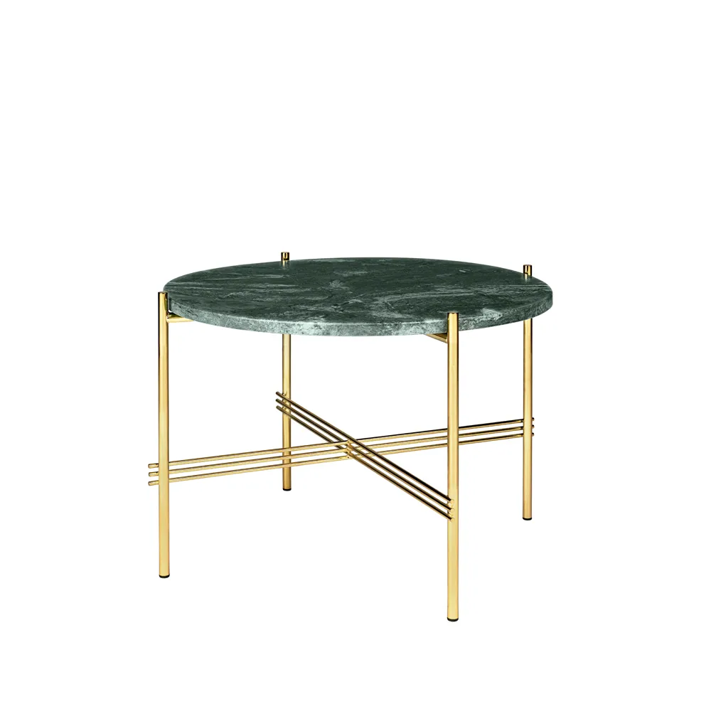 TS Round Salontafel, green guatemala marble, ø55, messing onderstel GUBI