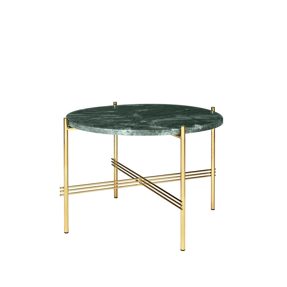 GUBI TS Round Salontafel green guatemala marble, o55, messing onderstel