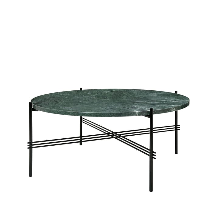 TS Round Salontafel - green guatemala marble, ø80, zwart onderstel - GUBI