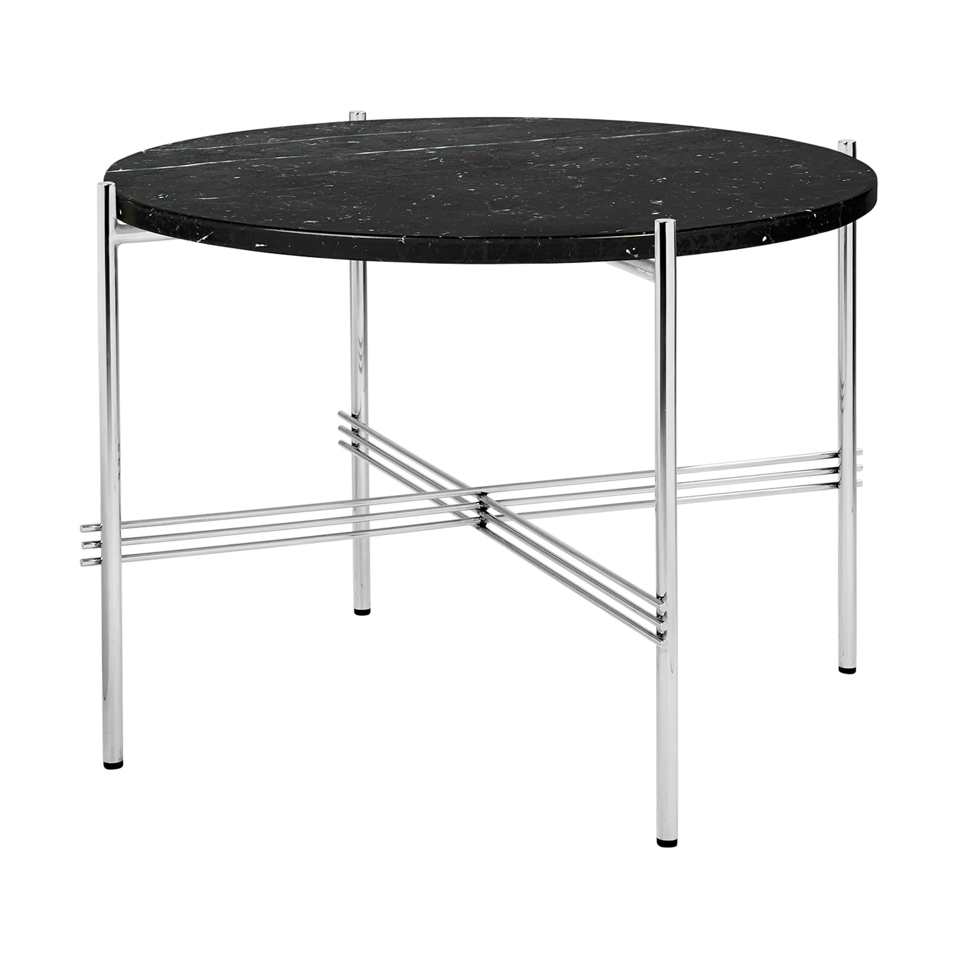 TS salontafel gepolijst staal Ø55, Black marquina marble GUBI
