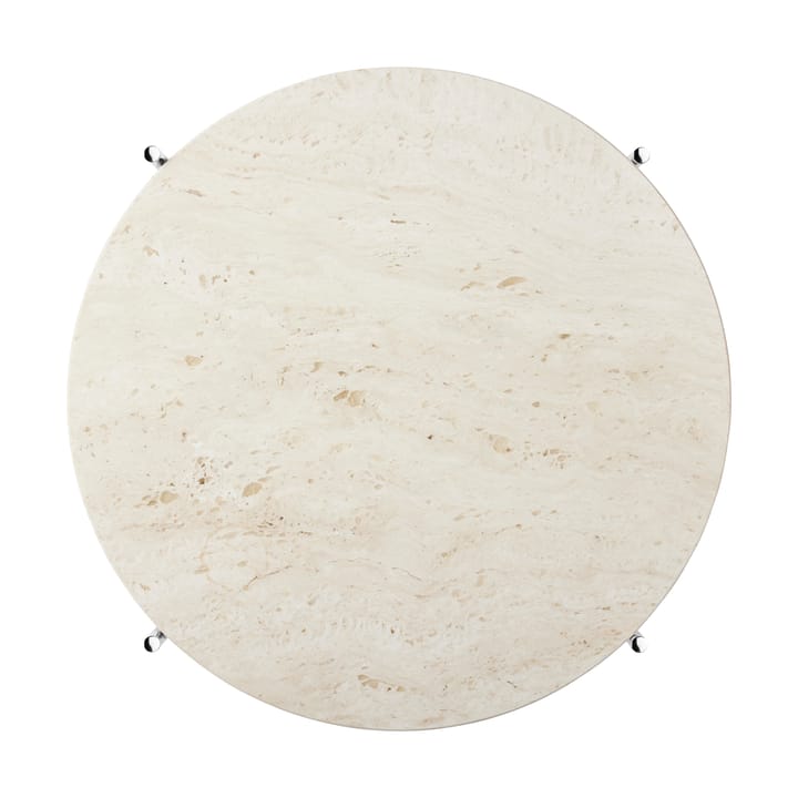 TS salontafel gepolijst staal Ø55, Neutral white travertine GUBI