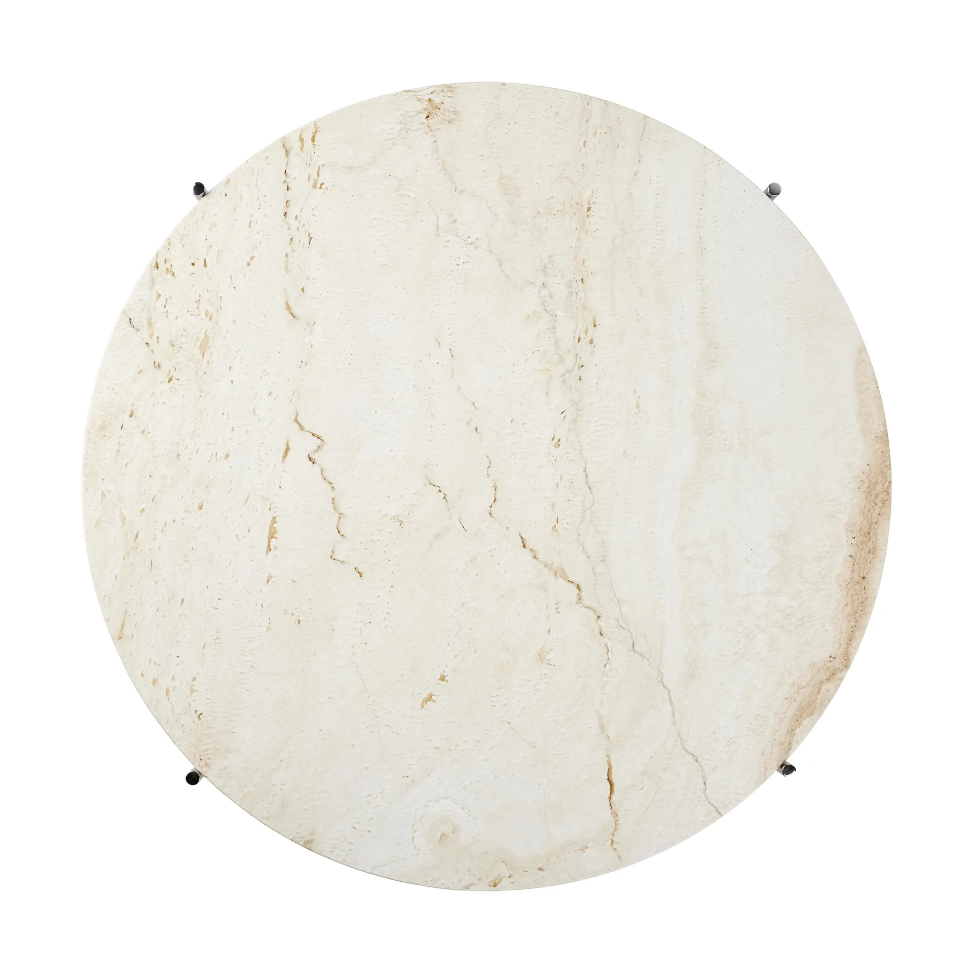 TS salontafel gepolijst staal Ø80, Neutral white travertine GUBI