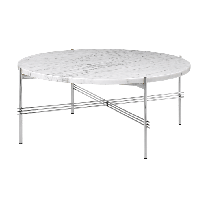 TS salontafel gepolijst staal Ø80 - White carrara marble - GUBI