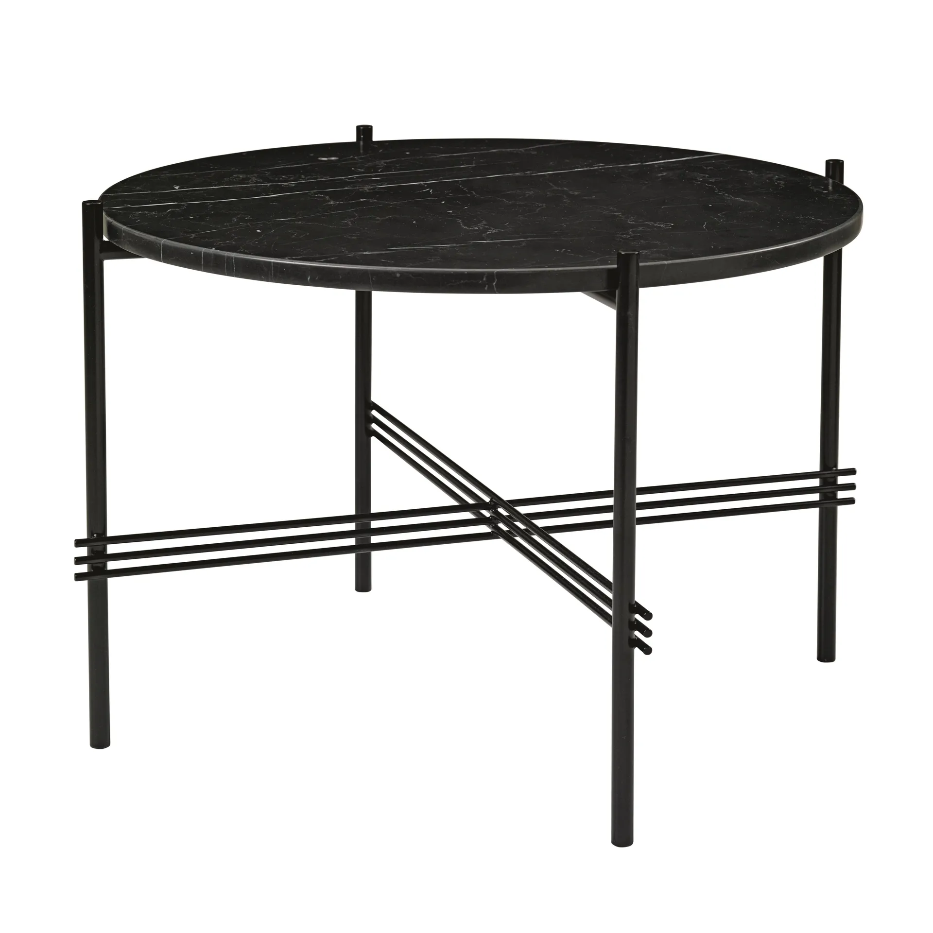 TS salontafel zwarte poten Ø 55 cm, zwart marmer GUBI