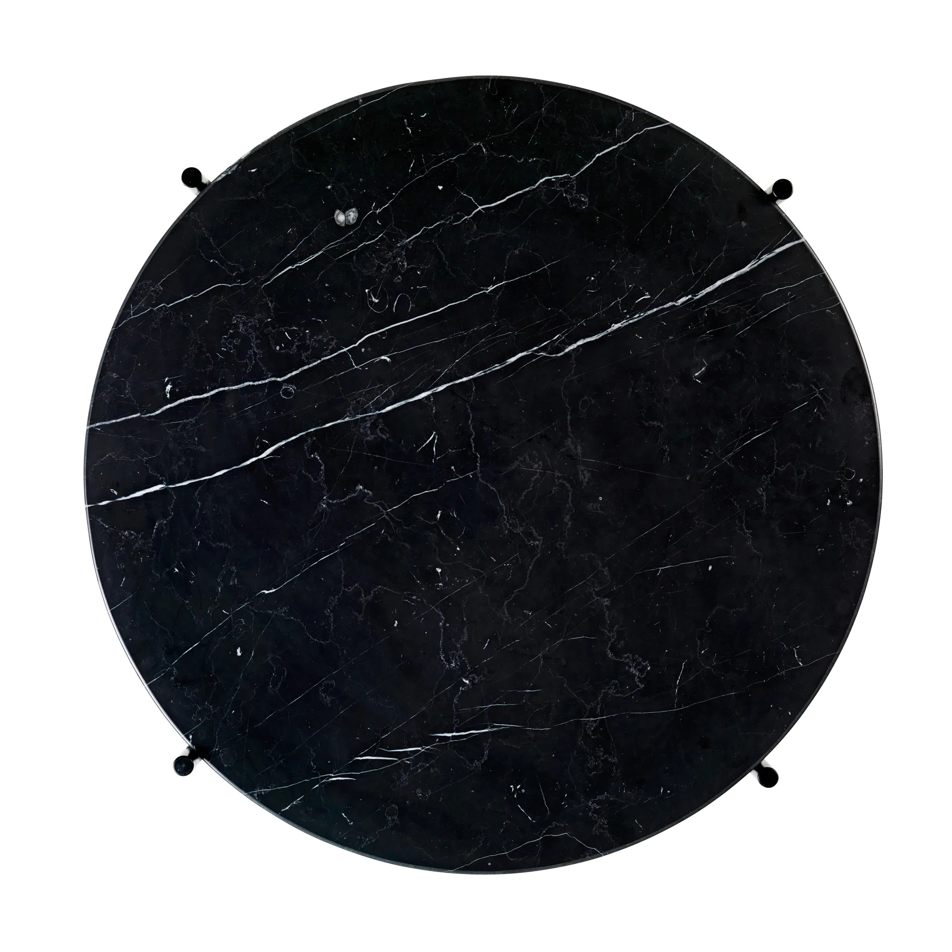 TS salontafel zwarte poten Ø 55 cm, zwart marmer GUBI