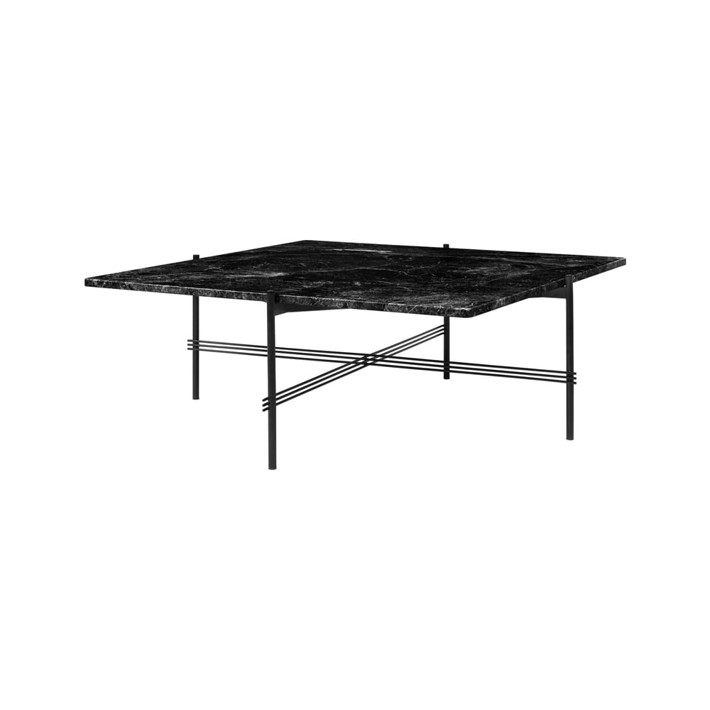 GUBI TS Square salontafel black marquina marble, 105x105 cm, zwart onderstel