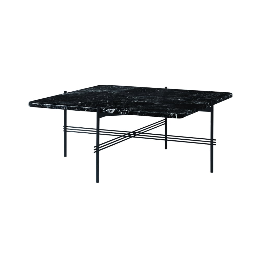 GUBI TS Square salontafel black marquina marble, 80x80 cm, zwart onderstel