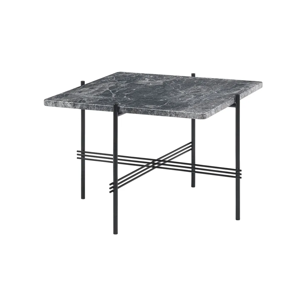 TS Square salontafel, grey emperador marble, 55x55 cm, zwart onderstel GUBI