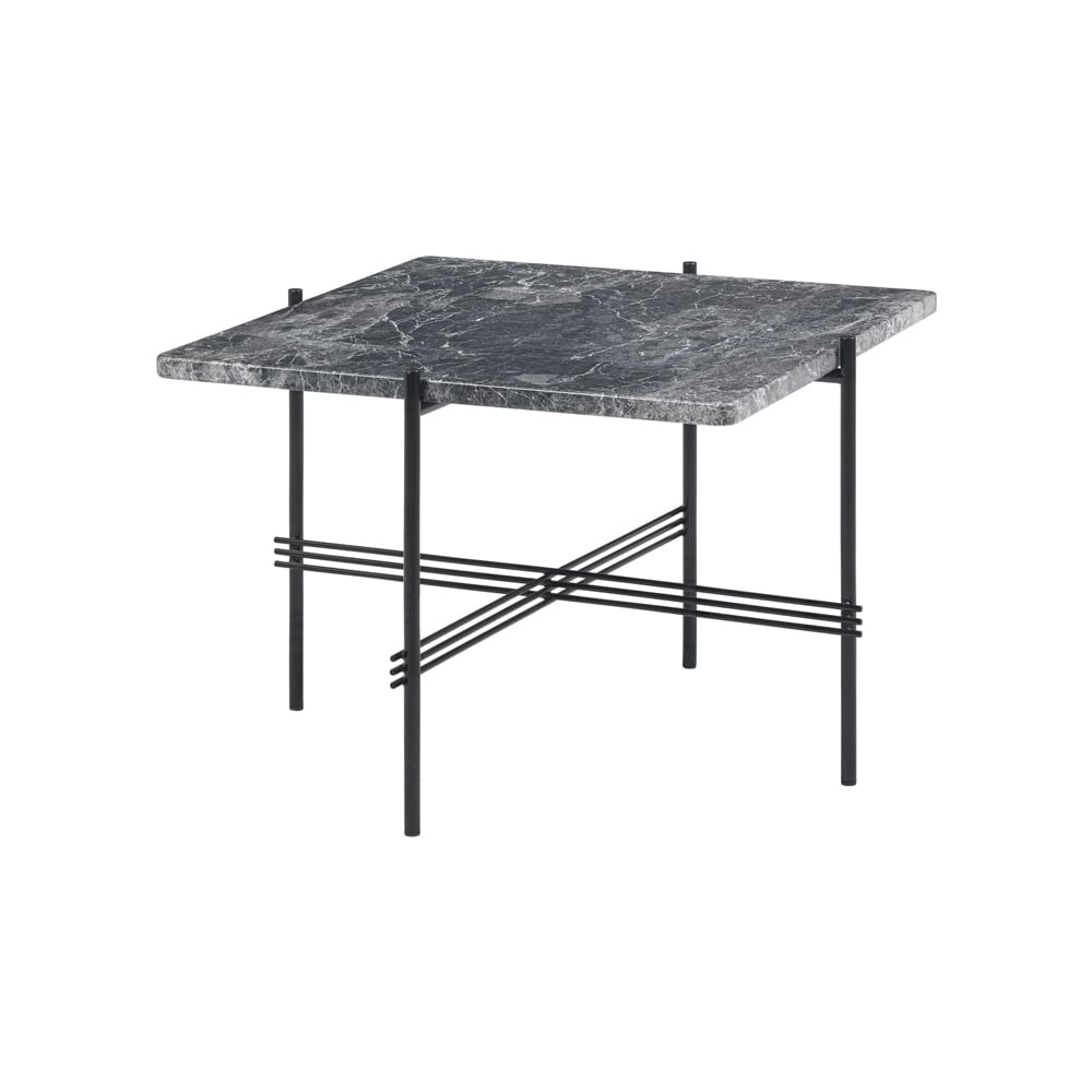 GUBI TS Square salontafel grey emperador marble, 55x55 cm, zwart onderstel