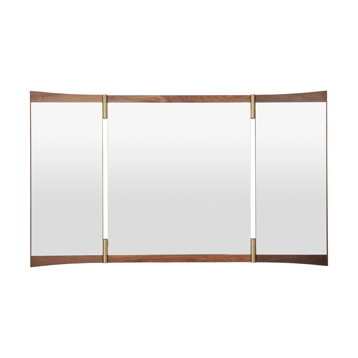 GUBI Vanity spiegel 3 Walnoot-messing | Scandinavisch Interieur | Wandspiegels | Bruin