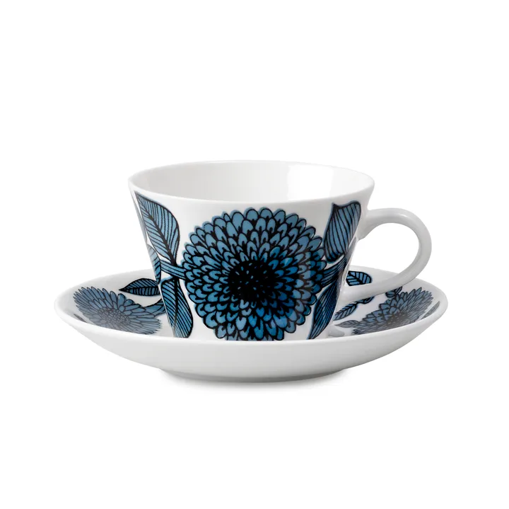 Blå Aster koffieset kegel - Koffiekop + schotel - Gustafsbergs Porslinsfabrik