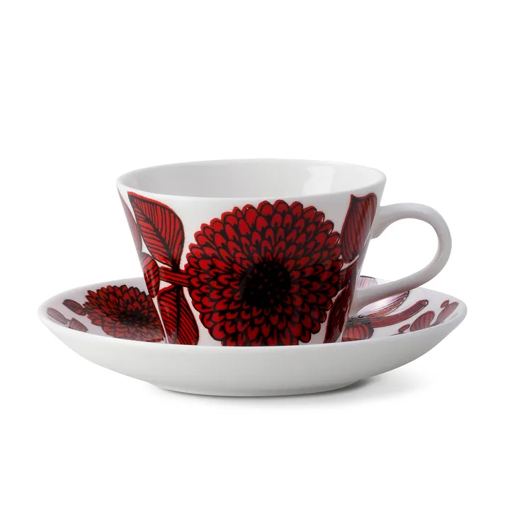 Röd Aster koffieset - koffiekop + schotel - Gustafsbergs Porslinsfabrik