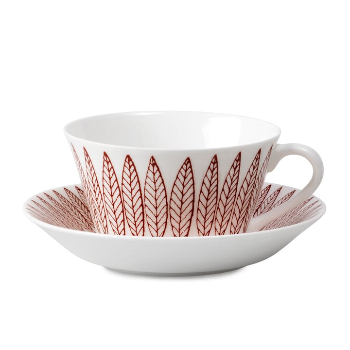 Röd Salix theeset kegel - Theekop + schotel - Gustavsbergs Porslinsfabrik