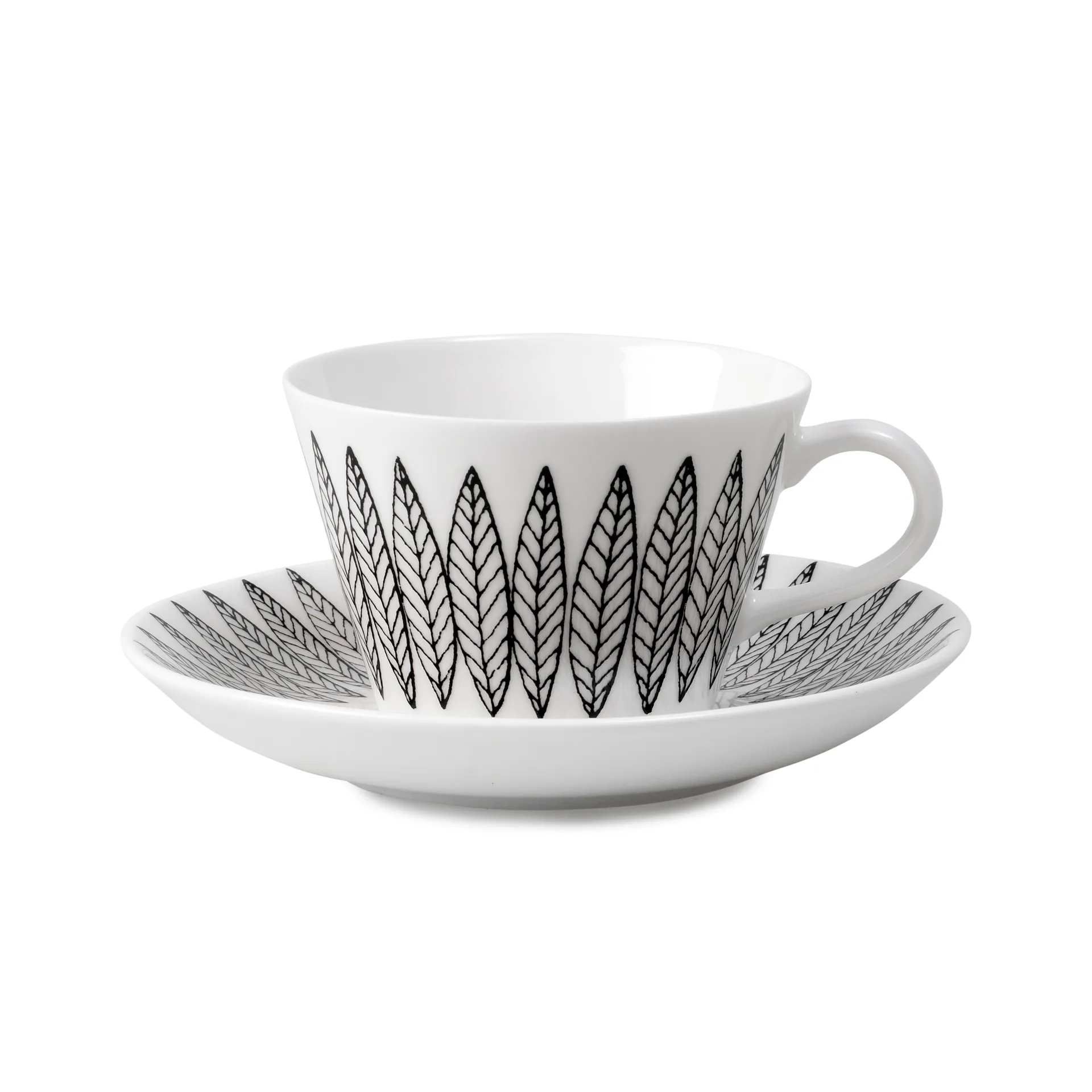Svart Salix koffieset kegel, Koffiekop + schotel Gustavsbergs Porslinsfabrik